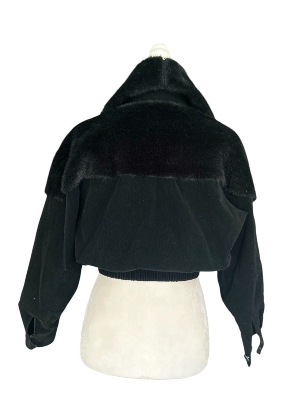 Faux Suede Cropped Jacket w/ Removable Faux Fur Collar | Luxe Statement- Small - Picture 11 of 12